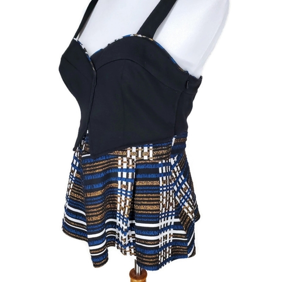 NWT Anthropologie Nathalie Peplum Metallic Plaid Top By Deletta SZ XS Academia - Picture 2 of 14